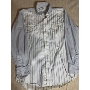 Vintage Roper Classic Mens Striped Western Button Down Shirt Blue White Medium